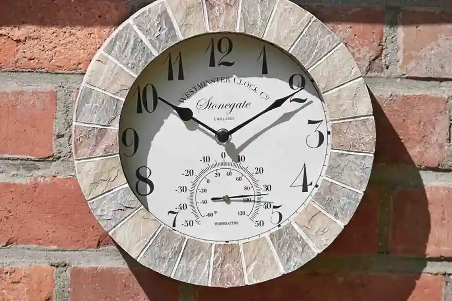 stone mortar hang outdoor clock